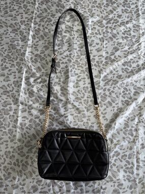 ALDO Black Quilted Crossbody Bag with Gold Chain